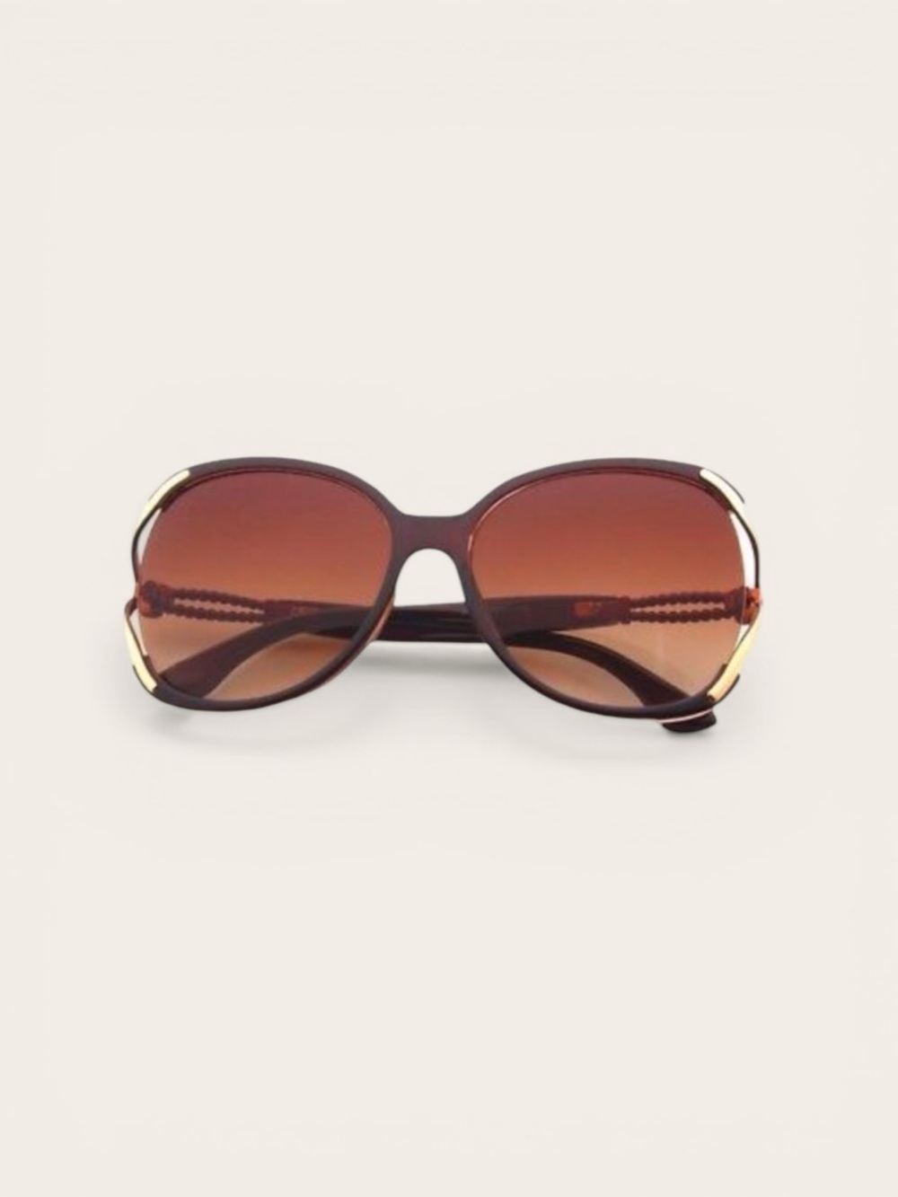 Brown & Gold Oversized Sunglasses Polarized New with Case